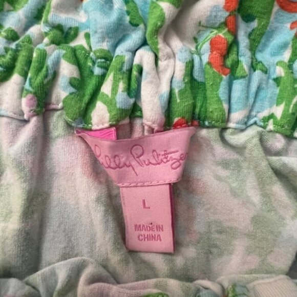 Lilly Pulitzer Mini Bee In Your Bonnet Floral Ruffle Hem Dress Size L - Picture 4 of 4